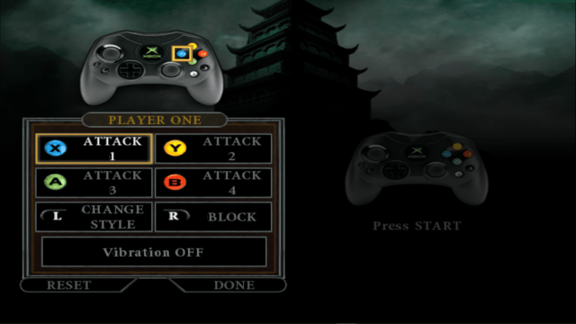 default Xbox controller setup